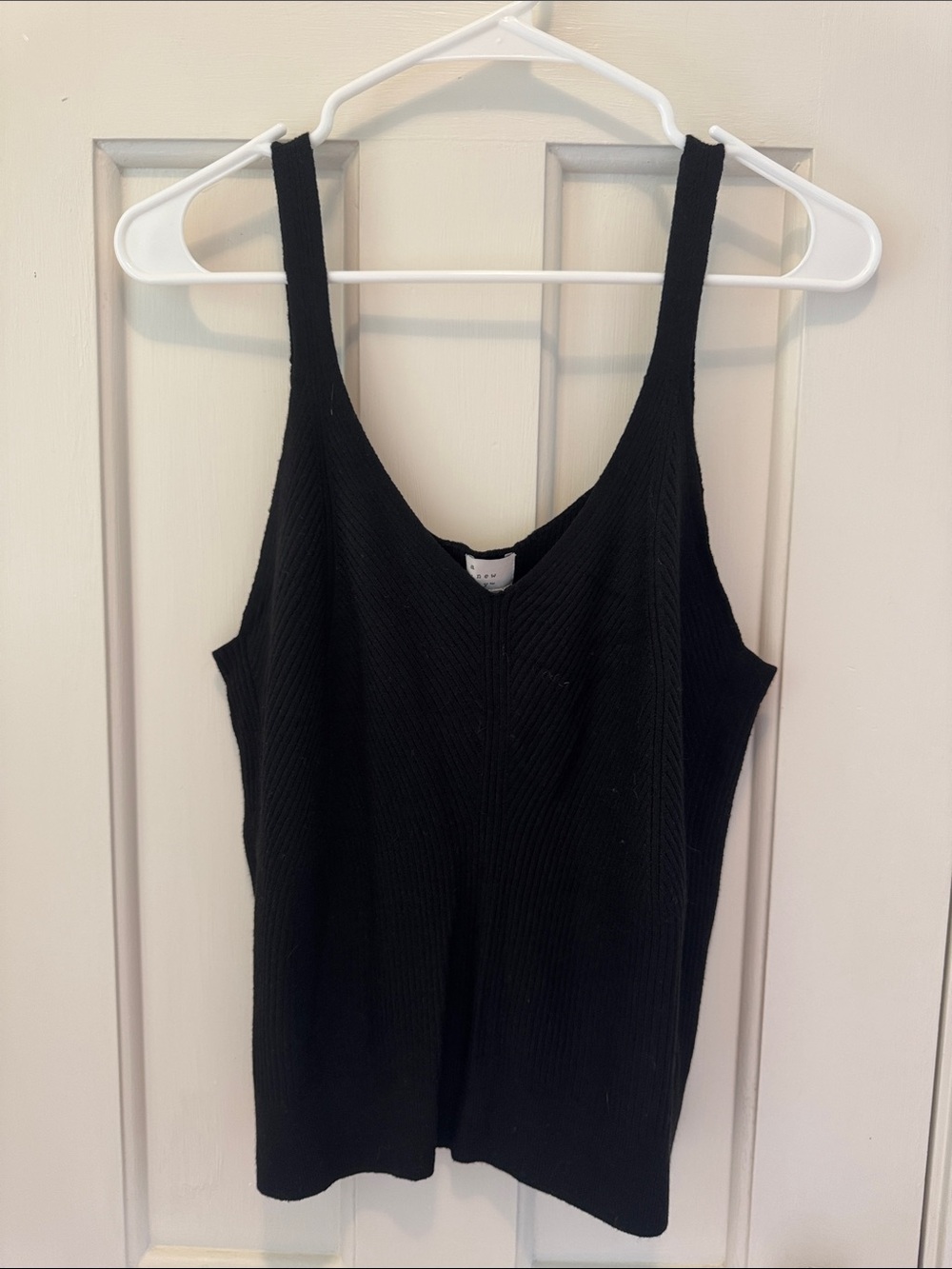 a new day Black Ribbed Thin Knit V-Neck Tank Top